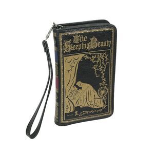 Black and Gold Sleeping Beauty Book Wallet ID Holder Snap Close Novelty Wristlet